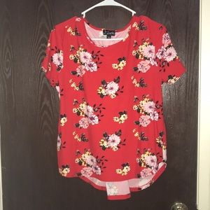 Red Floral Shirt with back straps.